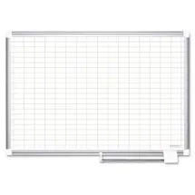 Gridded Magnetic Porcelain Planning Board, 1 x 2 Grid, 72 x 48, Aluminum Frame