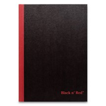 Hardcover Casebound Notebooks, 1 Subject, Wide/Legal Rule, Black/Red Cover, 9.88 x 7, 96 Sheets