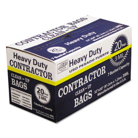 Heavy-Duty Contractor Clean-Up Bags, 60 gal, 3 mil, 32