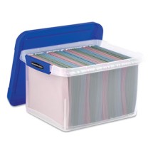 Heavy Duty Plastic File Storage, Letter/Legal Files, 14" x 17.38" x 10.5", Clear/Blue, 2/Pack
