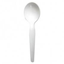 Heavyweight Polystyrene Cutlery, Soup Spoon, White, 1000/Carton