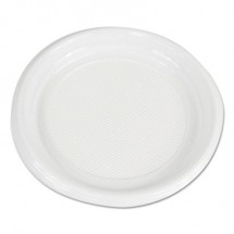 Hi-Impact Plastic Dinnerware, Plate, 9" Diameter, White, 500/Carton
