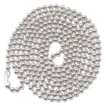 ID Badge Holder Chain, Ball Chain Style, 36" Long, Nickel Plated, 100/Box
