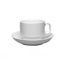ITI 82002-02 6 oz. European White Cappuccino Cup With Saucer - 3 doz