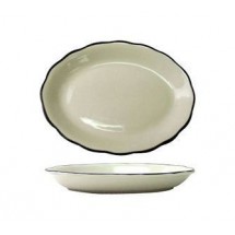 ITI SY-12 Sydney Scalloped Edge Platter with Black Band 9-7/8&quot; x 7-1/4&quot; - 2 doz