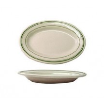 ITI VE-12 Verona Green Band Rolled Edge Oval Platter 10-3/8&quot; x 7-1/4&quot; - 2 doz
