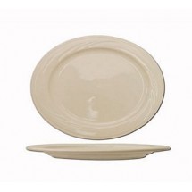 ITI Y-12 York American White Embossed Oval Platter 10-1/2&quot; x 7-3/8&quot;  - 2 doz