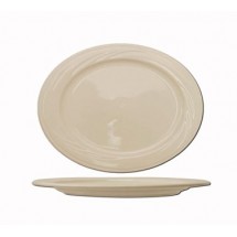 ITI Y-14 York American White Embossed Oval Platter 13&quot; x 9-3/8&quot; - 1 doz
