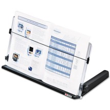 In-Line Adjustable Desktop Copyholder, Plastic, 150 Sheet Capacity, Black/Clear