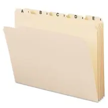 Indexed File Folder Sets, 1/5-Cut Tabs, A-Z, Letter Size, Manila, 25/Set