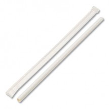 Individually Wrapped Paper Straws, 7 3/4" x 1/4", White, 3200/Carton
