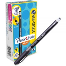 InkJoy 100 Stick Ballpoint Pen/Stylus, Medium 1mm, Black Ink/Barrel, Dozen