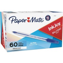 InkJoy 50ST Stick Ballpoint Pen, 1mm, Blue Ink, White/Blue Barrel, 60/Pack