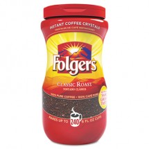 Folgers Instant Coffee Crystals, Classic Roast, 16 oz. Jar