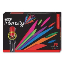 BIC Intensity Chisel Tip Permanent Marker, Broad, Assorted Colors, 36/Pack