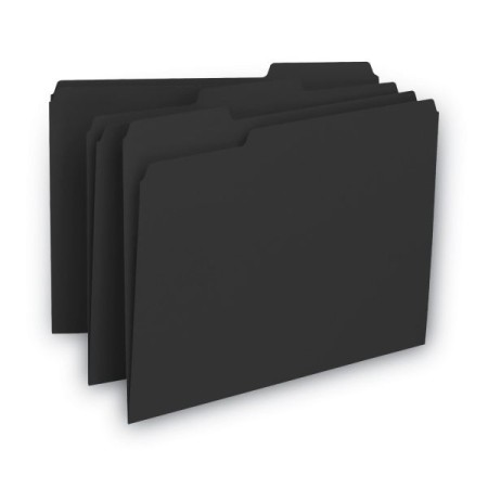 Interior File Folders, 1/3-Cut Tabs, Letter Size, Black/Gray, 100/Box