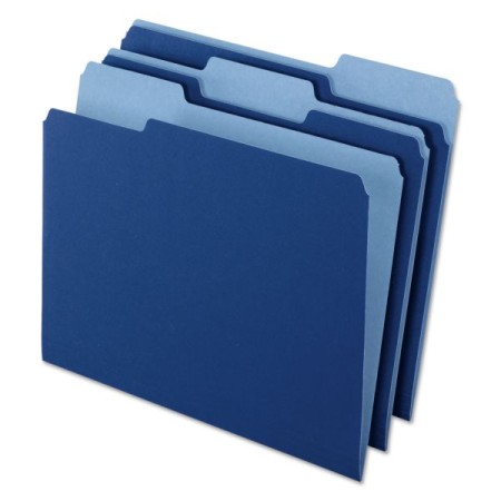 Interior File Folders, 1/3-Cut Tabs, Letter Size, Navy Blue, 100/Box