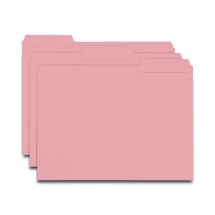 Interior File Folders, 1/3-Cut Tabs, Letter Size, Pink, 100/Box