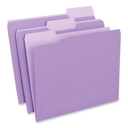 Interior File Folders, 1/3-Cut Tabs, Letter Size, Violet, 100/Box
