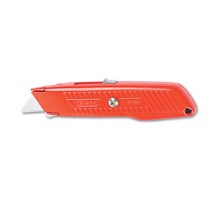 Interlock Safety Utility Knife with Self-Retracting Round Point Blade, Red Orange