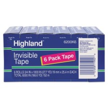 Invisible Permanent Mending Tape, 1" Core, 0.75" x 83.33 ft, Clear, 6/Pack