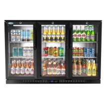 Koolmore BC-3DSW-BK Three Glass Swing Door Black Back Bar Refrigerator 53