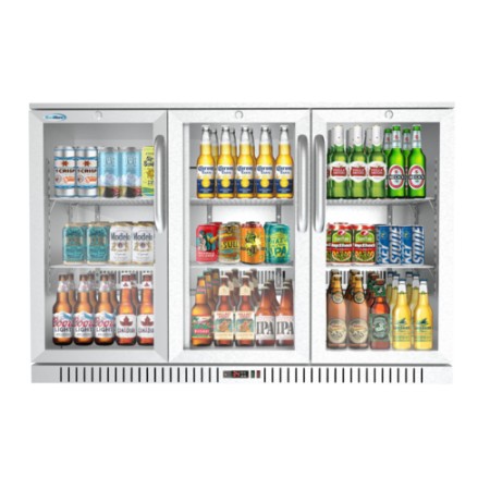 Koolmore BC-3DSW-SS Three Glass Swing Door Stainless Back Bar Refrigerator 53"