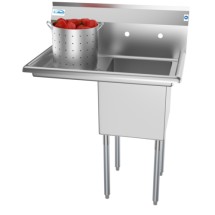 Koolmore SA151512-15L3 One Compartment Stainless Steel Sink with Left Drainboard 33&quot;