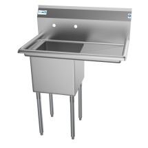 Koolmore SA151512-15R3 One Compartment Stainless Steel Sink with Right Drainboard 33&quot;