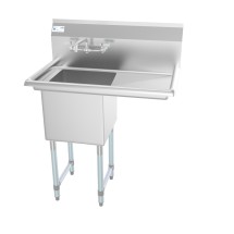 Koolmore SA151512-15R3FA One Compartment Stainless Steel Sink with Right Drainboard and Faucet 33&quot;