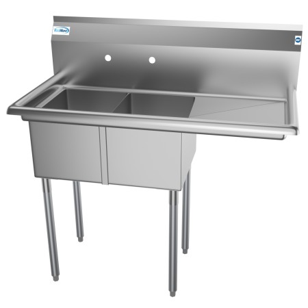 Koolmore SB121610-16R3 Two Compartment Stainless Steel Sink with Right Drainboard 43"