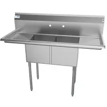 Koolmore SB141611-12B3 Two Compartment Stainless Steel Sink with Two Drainboards 52&quot;
