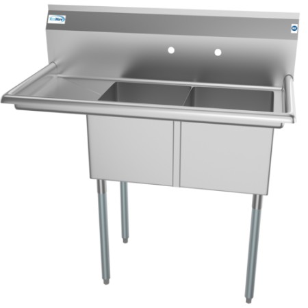 Koolmore SB141611-12L3 Two Compartment Stainless Steel Sink with Left Drainboard 43"