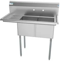 Koolmore SB141611-12L3 Two Compartment Stainless Steel Sink with Left Drainboard 43&quot;