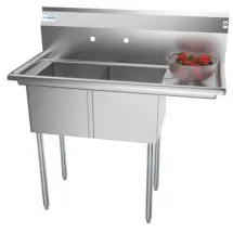 Koolmore SB141611-12R3 Two Compartment Stainless Steel Sink with Right Drainboard 43&quot;