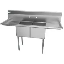 Koolmore SB151512-15B3 Two Compartment Stainless Steel Sink with Two Drainboards 60&quot;