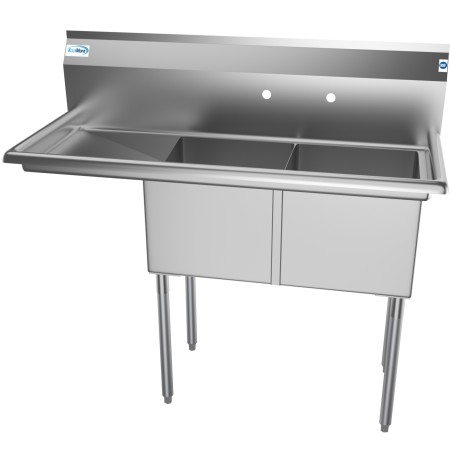 Koolmore SB151512-15L3 Two Compartment Stainless Steel Sink with Left Drainboard 48"