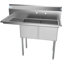 Koolmore SB151512-15L3 Two Compartment Stainless Steel Sink with Left Drainboard 48&quot;