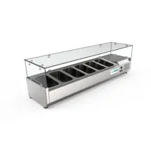 Koolmore SCDC-6P-SG Six Pan Countertop Refrigerated Prep Station with Sneeze Guard 59&quot;