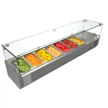 Koolmore SCDC-7T Seven Pan Countertop Refrigerated Prep Station with Sneeze Guard 59&quot;