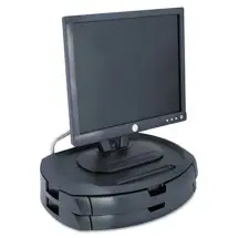 LCD Monitor Stand with 2 Drawers, 18 x 12 1/2 x 5, Black