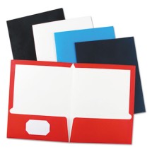 Laminated Two-Pocket Folder, Cardboard Paper, Assorted, 11 x 8 1/2, 25/Pack