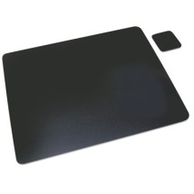 Leather Desk Pad w/Coaster, 19 x 24, Black