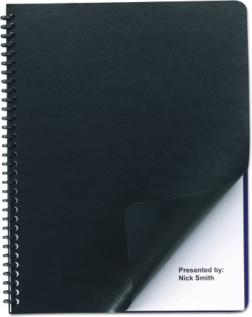 Leather Look Presentation Covers for Binding Systems, 11.25 x 8.75, Black, 50 Sets/Pack