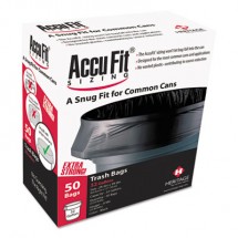 Linear Low Density Can Liners with AccuFit Sizing, 44 gal, 0.9 mil, 37" x 50", Black, 50/Box