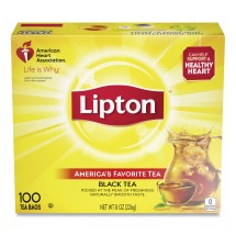 Lipton Tea Bags, Black Tea, 100/Box