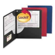 Lockit Two-Pocket Folder, Textured Paper, 11 x 8 1/2, DK Blue, 25/Box