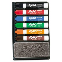 EXPO Low-Odor Dry Erase Marker & Organizer Kit, Broad Chisel Tip, Assorted Colors, 1/Set