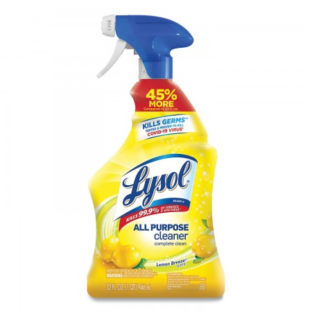 Lysol All Purpose Cleaner, Lemon Breeze; Trigger Spray Bottle, 32 oz., 12/Case