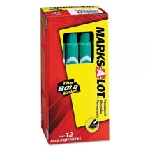 Avery MARKS A LOT Large Desk-Style Permanent Marker, Broad Chisel Tip, Green, 12/Pack